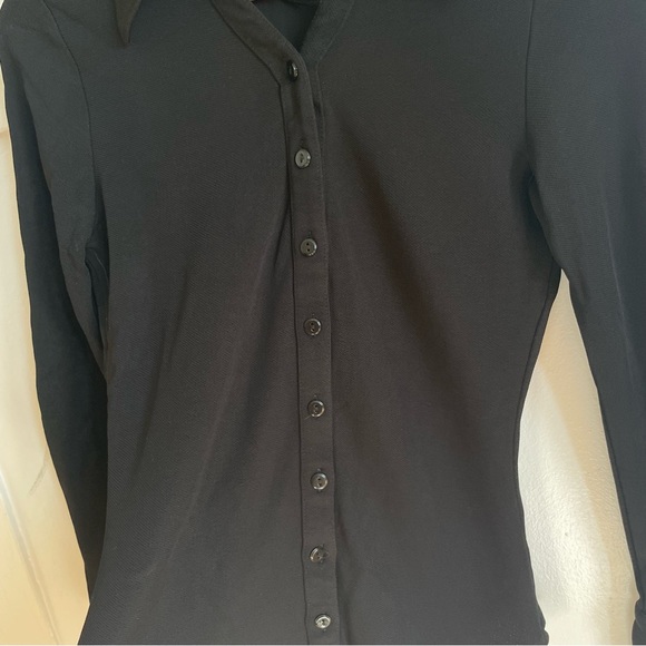 Zara Tight/Stretchy Black Button Down Shirt - Picture 3 of 6